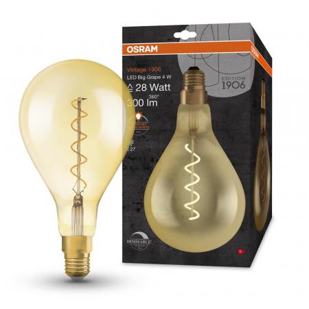 Osram E27 Große LED VINTAGE 1906 LED-Lampe BIG GRAPPE Filament Retro extra warmweisses Licht