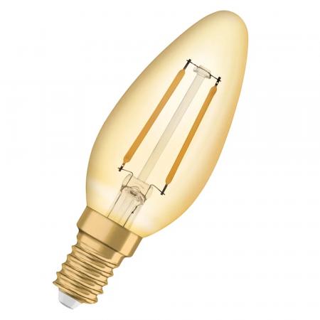 OSRAM LED E14 VINTAGE LED Kerzenlampe GOLD 1,5W wie 12W extra warmweißes Licht