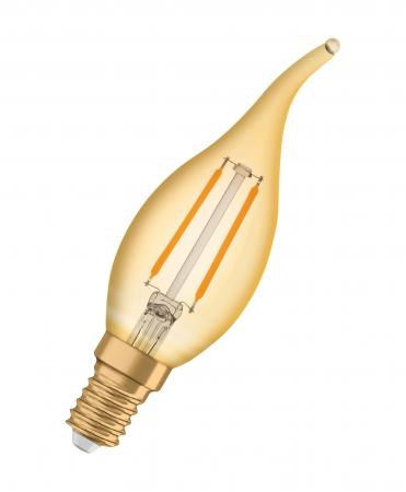 OSRAM LED E14 VINTAGE Windstoßlampe GOLD 1,5W wie 12W extra warmweiß Kronleuchterlicht