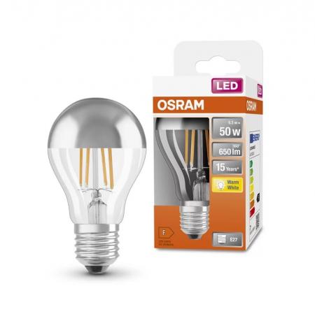 OSRAM E27 LED Lampe STAR RETROFIT Filament Mirror silver 6,5W wie 50W warmweiß