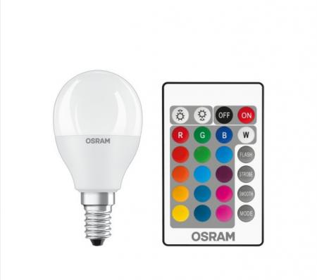 OSRAM E14 LED Leuchtmittel mit Fernbedienung RGBW dimmbar 4,9W wie 40W Farbwechsel