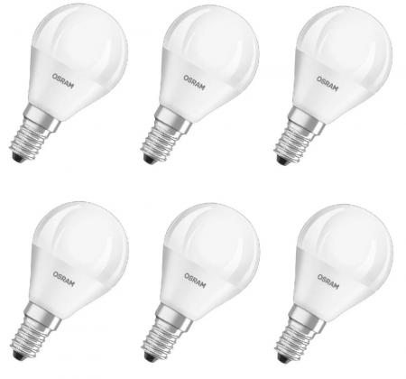 6 x OSRAM E14 LED Lampen UPERSTAR dimmbar weiss mattiert 4,9W wie 40W warmweiß