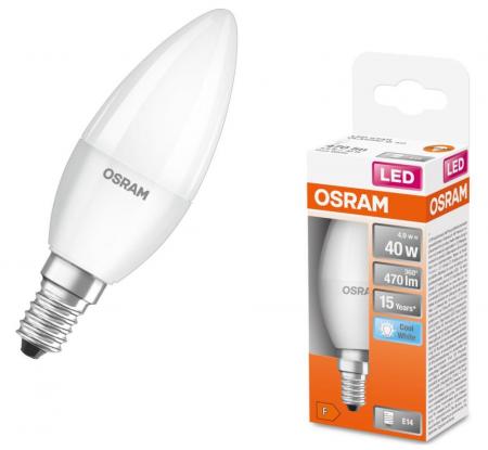 OSRAM E14 LED Kerzenlampe STAR matt 4,9W wie 40W neutralweißes Licht