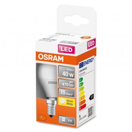 OSRAM E14 STAR weiss mattiertes LED Leuchtmittel 4,9W wie 40W warmweißes Licht