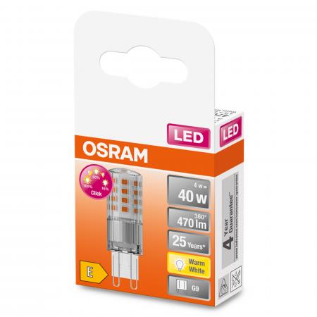 4er Pack OSRAM 3-Stufen dimmbare LED G9 PIN 4W wie 40W Stiftsockel warmweißes Licht
