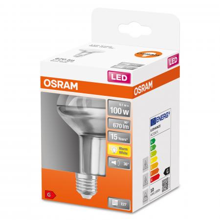 OSRAM LED E27 Reflektor R80 36° 9,1W wie 100W warmweiß
