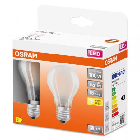 2er Pack OSRAM E27 LED STAR Classic Leuchtmittel matt 11W wie 100W warmweißes Licht