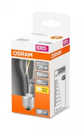 12er Sparpack OSRAM E27 LED Lampen STAR FILAMENT klar 2,5W wie 25W warmweißes Licht für die Wohnung - sehr geringer Stromverbrauch