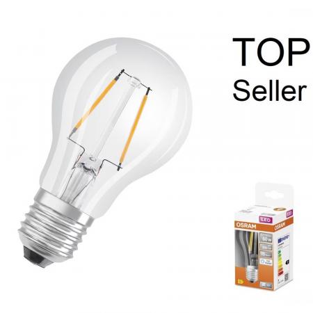 OSRAM E27 LED Lampe STAR FILAMENT klar 2,5W wie 25W warmweißes Licht für die Wohnung - sehr geringer Energieverbrauch