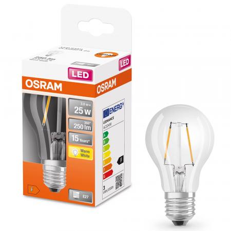 OSRAM E27 LED Lampe STAR FILAMENT klar 2,5W wie 25W warmweißes Licht für die Wohnung - sehr geringer Energieverbrauch