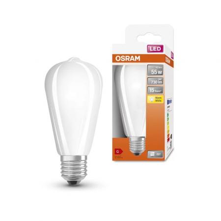 OSRAM E27 LED Lampe EDISON-Version Kolbenform warmweißes Licht 6,5W wie 55W opalweiss mattiert dekorativ