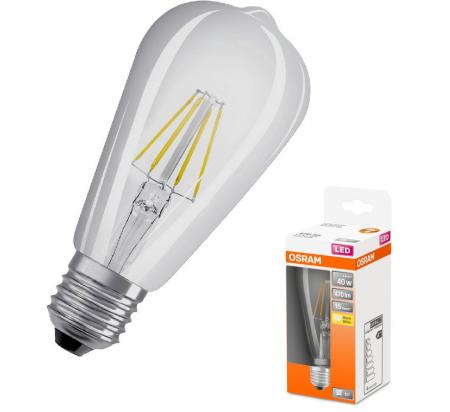 OSRAM E27 LED Lampe STAR EDISON Edition 4W wie 40W warmweiße Wohnbeleuchtung klar