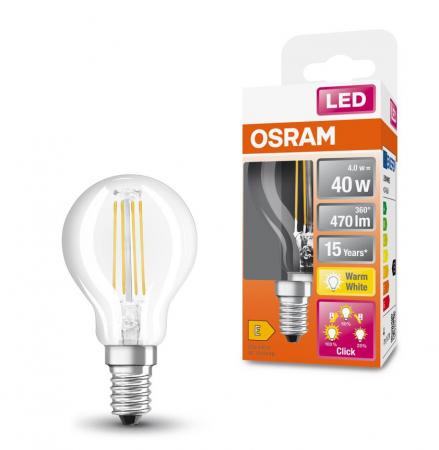 OSRAM E14 LED Leuchtmittel 3-Stufen-Dimmen Filament  klar 4W wie 40W warmweisses Licht für Wohnräume