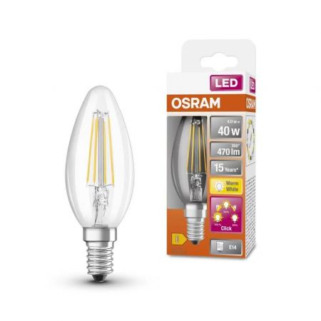 OSRAM E14 LED Lampe 3-Stufen-Dimmen klar 4W wie 40W warmweißes Licht im Filamentdesign