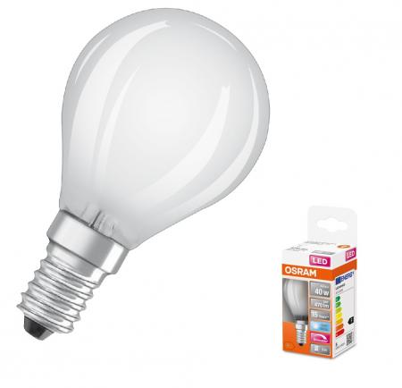 OSRAM E14 Tropfenförmiges LED Leuchtmittel SUPERSTAR RETROFIT Design matt dimmbar 4,8W wie 40W neutralweiß