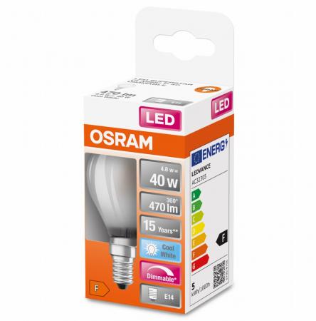 OSRAM E14 Tropfenförmiges LED Leuchtmittel SUPERSTAR RETROFIT Design matt dimmbar 4,8W wie 40W neutralweiß