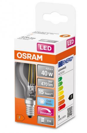 OSRAM E14 LED SUPERSTAR Filamentlampe klar dimmbar 4,8W wie 40W neutralweißes Licht