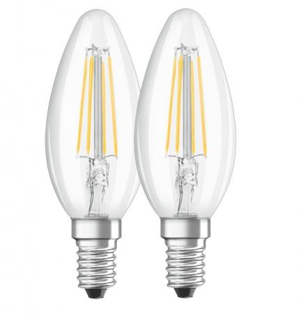 2er-Pack E14 OSRAM LED STAR FILAMENT Kerze Retrofit klar 4W wie 40W neutralweißes Licht