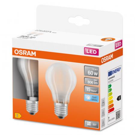 2er Set OSRAM E27 LED Lampe STAR RETROFIT matt 6,5W wie 60W neutralweißes Licht