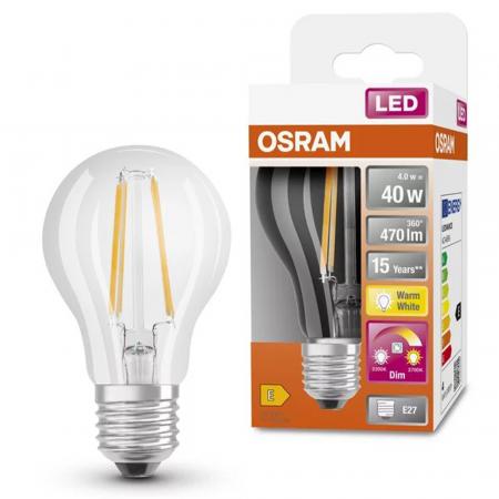 OSRAM E27 LED Lampe STAR+ GLOWDIM Filamentoptik 4,5W wie 40W warmweißes Licht dimmbar