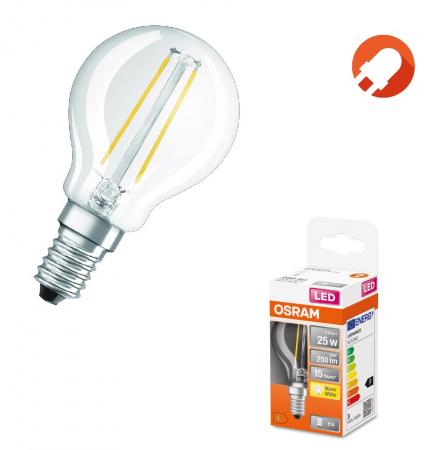 OSRAM E14 LED Leuchtmittel FILAMENT klar Retrostyle 2,5W wie 25W warmweiße Wohnraumbeleuchtung