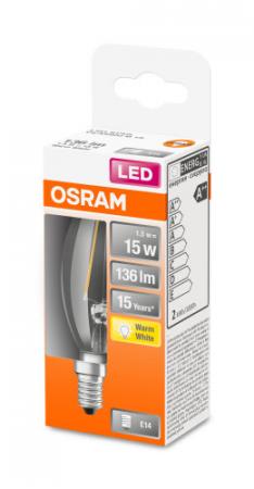 OSRAM E14 LED STAR FILAMENT klar Kerzenform 1,5W wie 15W warmweißes Wohnraumbeleuchtung