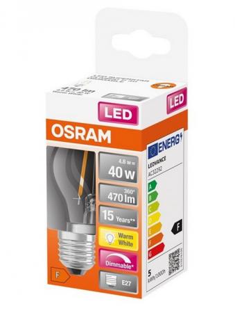 OSRAM E27 LED SUPERSTAR FILAMENT Lampe klar dimmbar 4,8W wie 40W warmweißes Licht