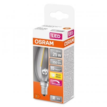 OSRAM E14 LED SUPERSTAR FILAMENT Kerzen Lampe klar dimmbar 2,8W wie 25W warmweißes Licht