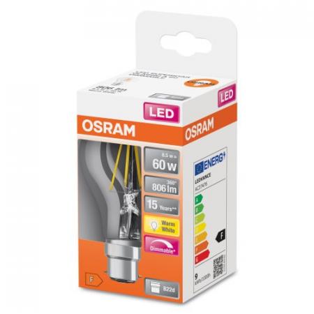 OSRAM B22d LED Lampe SUPERSTAR FILAMENT klar dimmbar 7,5W wie 60W warmweißes Licht