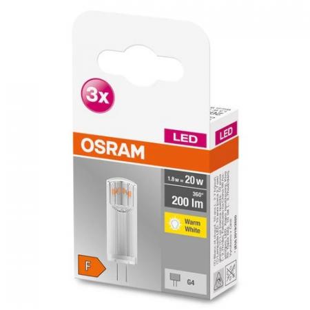 3er Pack OSRAM LED PIN Stiftsockel G4 1,8W wie 20W warmweißes Licht