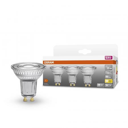 3-er Sparpack OSRAM GU10 LED Spot PAR16 35 36° 2,6W wie 35W warmweiß Wohnraum Strahler