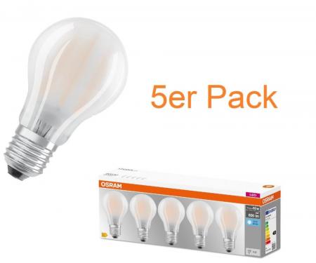 5er Pack OSRAM LED BASE E27 Glühbirne matt 6,5W wie 60 Watt neutralweiß