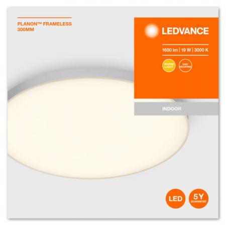 Rahmenloses rundes LED Deckenpanel Ø 30cm 19W Warmweißes Licht von Ledvance PLANON