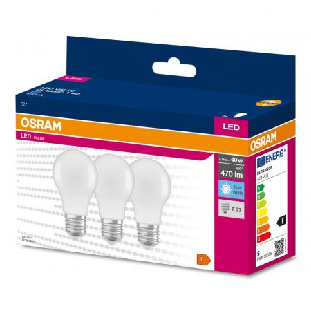 3er Sparpack OSRAM E27 LED Lampe matt 4,9W wie 40W neutralweißes Licht 4000K