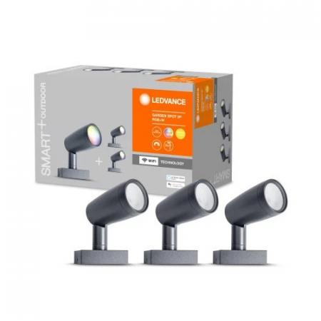 3-er Set WiFi LED-Außenstrahler LEDVANCE SMART+ Garten Wandleuchte & Erdpieß Strahler RGBW - Multicolor