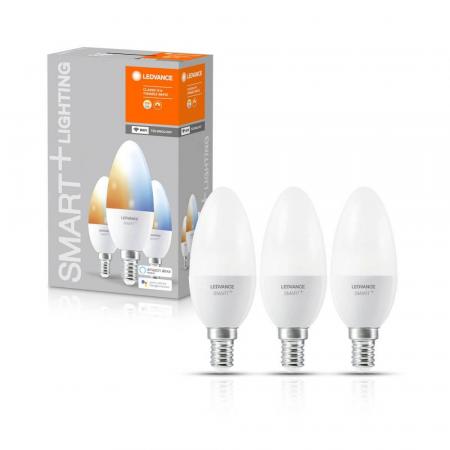 3er Pack LEDVANCE SMART+ Classic E14 Kerze Leuchtmittel dimmbar 5W warmweiss bis kaltweiss