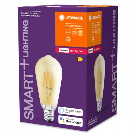 LEDVANCE SMART+ ZigBee E27 LED Glühlampe Edison Gold 6W wie 55W extra warmweiß - Aktion: Nur noch angezeigter Bestand verfügbar