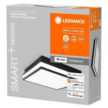 LEDVANCE SMART+ WIFI Orbis Magnet 30 x 30 Deckenleuchte schwarz TW
