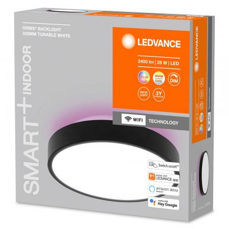 LEDVANCE SMART+ WIFI Orbis Backlite runde Deckenleuchte RGB Farbwechsel in schwarz