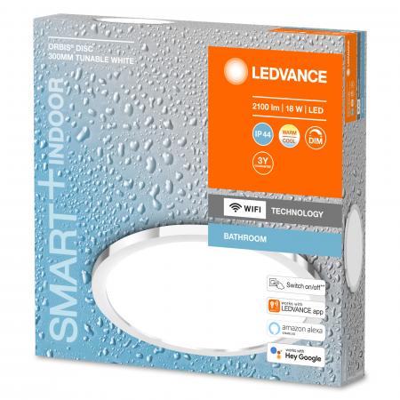 LEDVANCE SMART+ WIFI Orbis Disc Deckenleuchte IP44 TW 30 cm Chrome