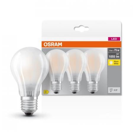 3er Pack OSRAM LED BASE E27 Lampe matt 7,5W wie 75W warmweiß