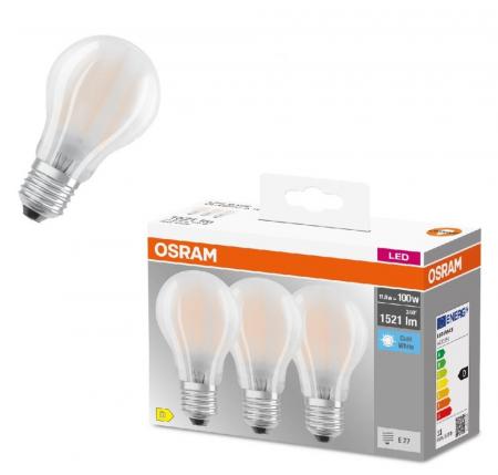 3er Pack OSRAM LED BASE E27 Glühbirne matt 10W wie 100W neutralweißes Licht