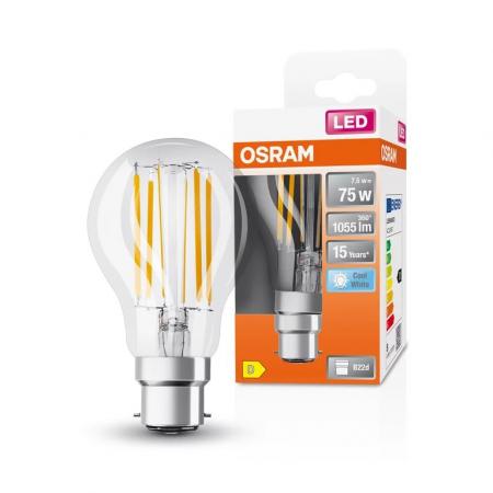 OSRAM B22D LED Lampe STAR mit Bajonettsockel 7,5W wie 75W neutralweißes Licht 4000K klar