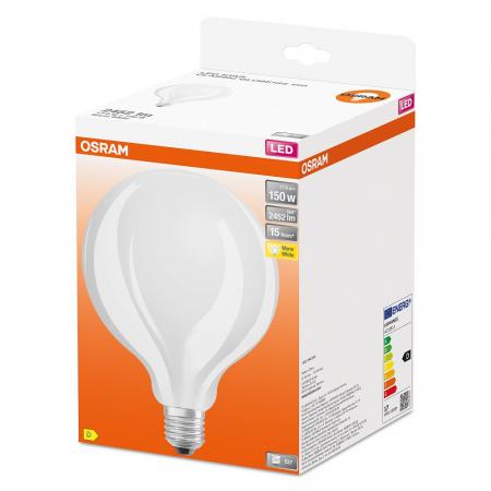 OSRAM Leistungsstarke E27 Globe 125 LED Glühbirne matt 17W wie 150W warmweißes Licht