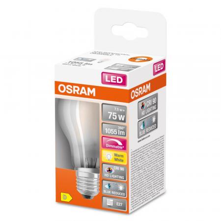 OSRAM E27 LED SUPERSTAR PLUS Lampe HD LIGHTING matt dimmbar 7,5W wie 75W warmweißes Licht & hohe Farbwiedergabe