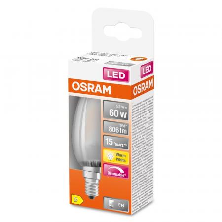 OSRAM E14 LED Kerzenlampe Superstar Plus HD LIGHTING Filament matt 3,4W wie 40W dimmbar neutralweißes Licht 4000K