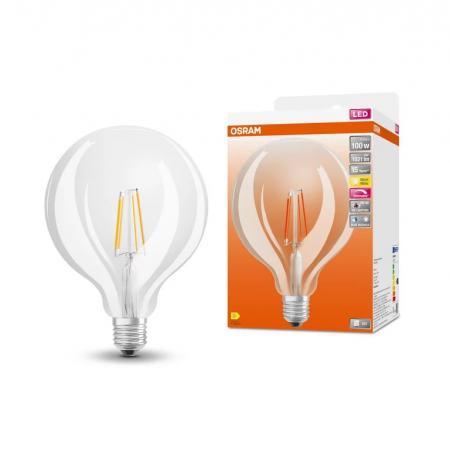 OSRAM Leistungsstarke E27 Globe 100 LED Glühbirne klar dimmbar 11W wie 100W warmweißes Licht 2700K