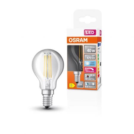 OSRAM E14 LED Lampe SUPERSTAR PLUS HD LIGHTING Tropfenform klar dimmbar 3,4W wie 40W neutralweißes Licht & hohe Farbwiedergabe