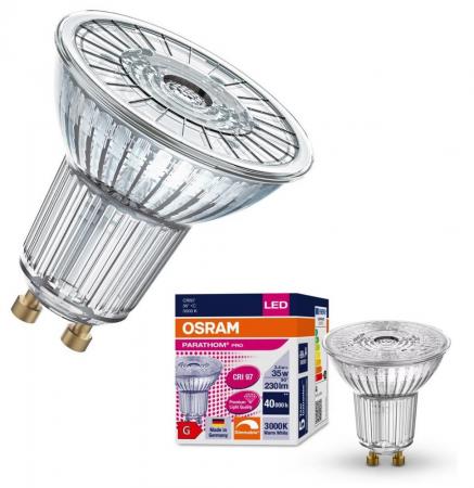 Osram GU10  Parathom PRO PAR16 LED Strahler 36° dimmbar 3,4W wie 35W 3000K warmweiß CRI97 - sehr hohe Farbwiedergabe