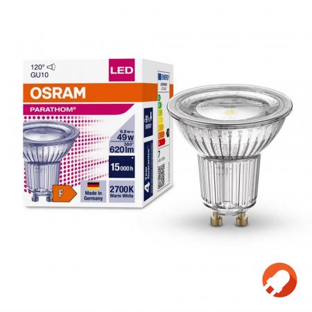 OSRAM GU 10 PARATHOM PAR16 LED Reflektor 120° 6.9W wie 49W warmweiss - breiter Lichtkegel - Aktion: Nur noch angezeigter Bestand verfügbar